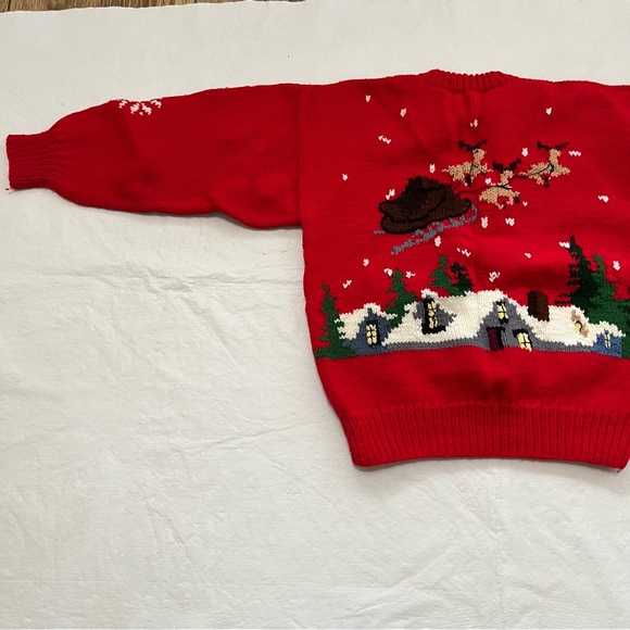 Vintage Ugly Christmas Sweater Santa’s Sleigh Reindeer Christmas Tree Ha… - Picture 5 of 10
